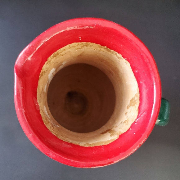 Vintage Mexican Folk Art Handmade Pitcher Jug Colourful Hand Painted Vase 8"H - Picture 5 of 6